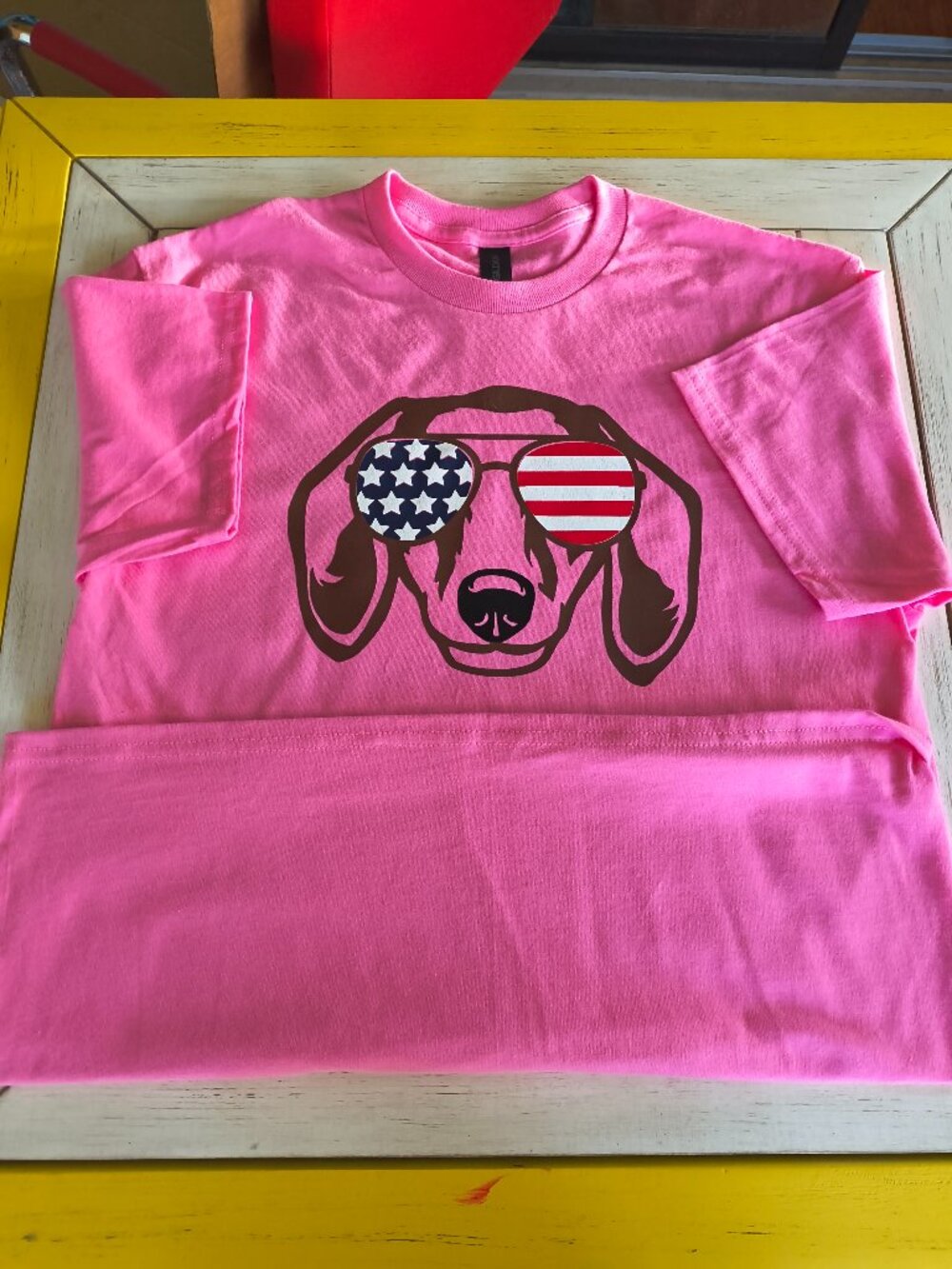 Handmade dotson, Patriotic dog lovers themed short-sleeve T-Shirt
